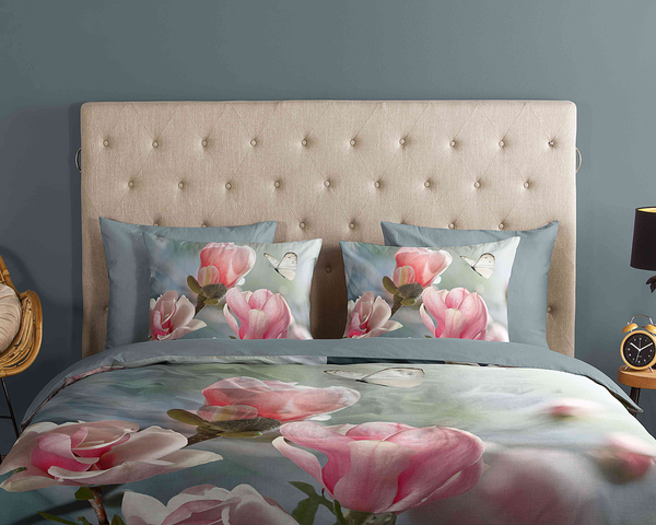 Renforce Bettwäsche Close - Baumwolle - Grau / Pink - 240 x 200/220 cm + 2 Kissen 70 x 40 cm