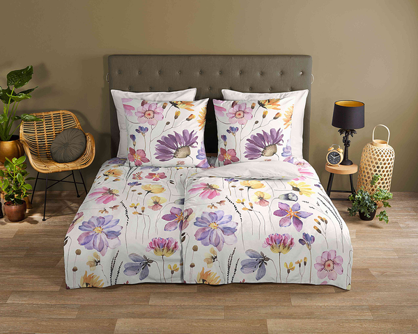 Renforce Bettwäsche Kate - Baumwolle - Multicolor / Beige - 200 x 200 cm + 2 Kissen 80 x 80 cm