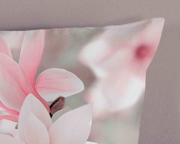 Microfaser Bettwäsche Magna - Microfaser - Grau / Pink - 135 x 200 cm + Kissen 80 x 80 cm
