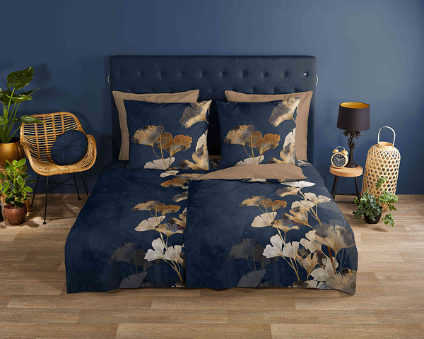 Renforce Bettwäsche Premium - Baumwolle - Schwarz / Beige - 135 x 200 cm + Kissen 80 x 80 cm