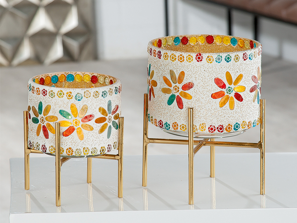 Windlicht Boho - Glas - Multicolor