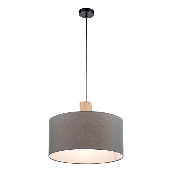Pendelleuchte Linen - Leinen / Eisen - 1-flammig - Grau