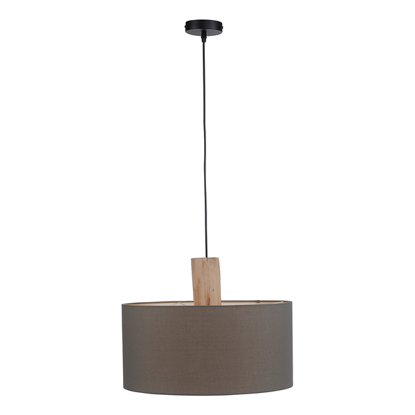 Pendelleuchte Linen - Leinen / Eisen - 1-flammig - Grau