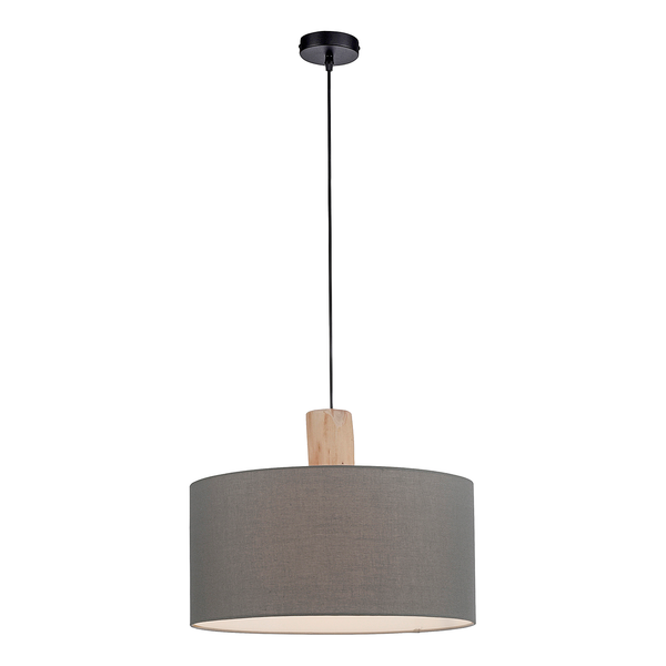 Pendelleuchte Linen - Leinen / Eisen - 1-flammig - Grau
