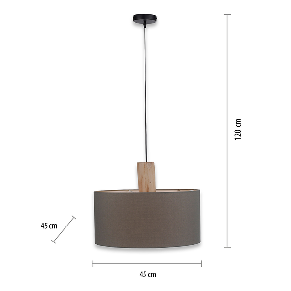 Pendelleuchte Linen - Leinen / Eisen - 1-flammig - Grau