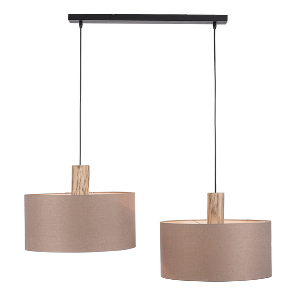Pendelleuchte Linen - Leinen / Eisen - 2-flammig - Braun