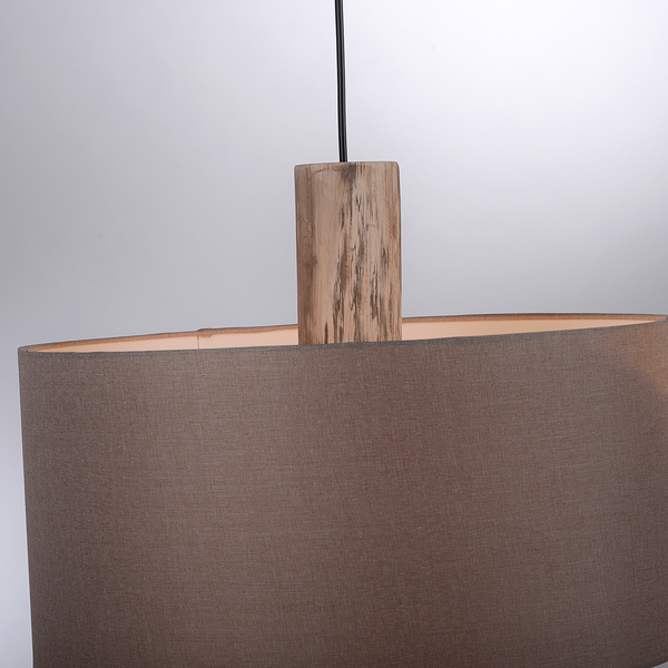 Pendelleuchte Linen - Leinen / Eisen - 2-flammig - Braun