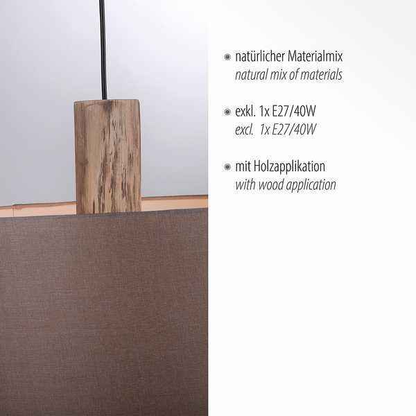 Pendelleuchte Linen - Leinen / Eisen - 2-flammig - Braun