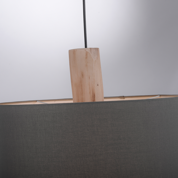 Pendelleuchte Linen - Leinen / Eisen - 2-flammig - Grau