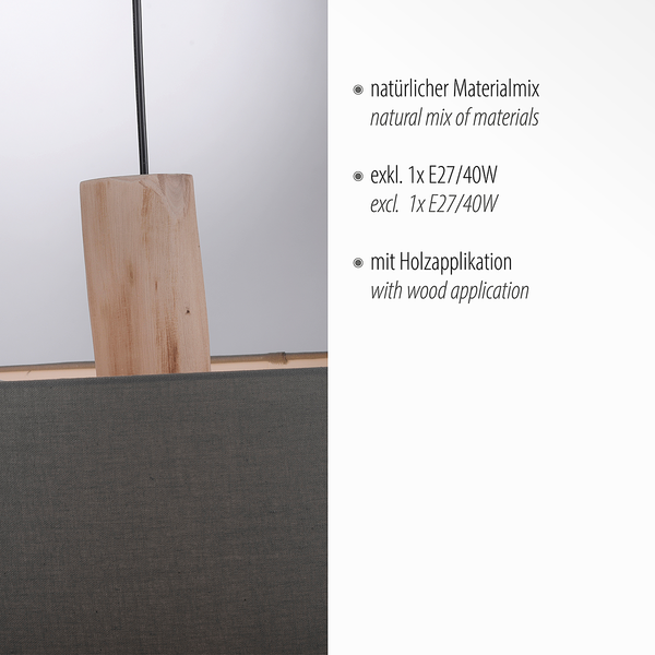 Pendelleuchte Linen - Leinen / Eisen - 2-flammig - Grau