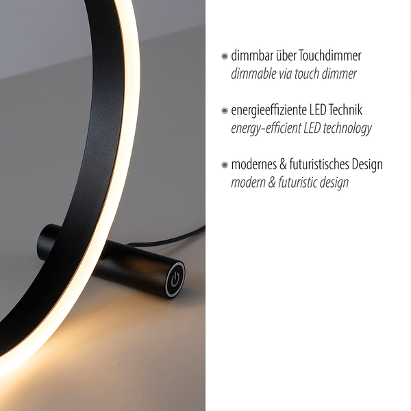 LED-Tischleuchte Ritus - Kunststoff / Aluminium - 1-flammig - Schwarz