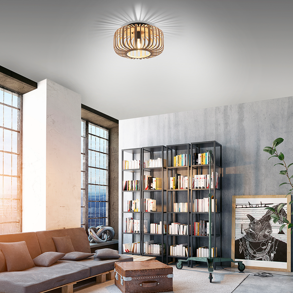 Deckenleuchte Racoon Typ B - Bambus massiv / Eisen - 1-flammig - Durchmesser: 42 cm