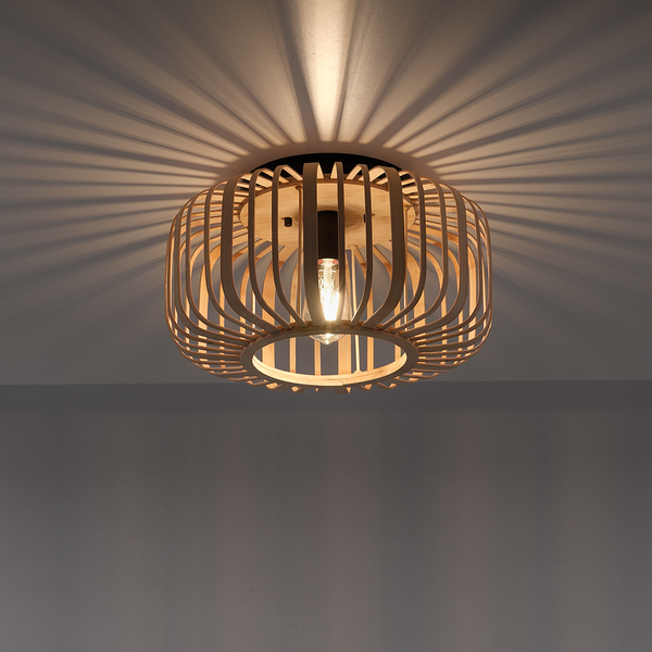 Deckenleuchte Racoon Typ B - Bambus massiv / Eisen - 1-flammig - Durchmesser: 42 cm