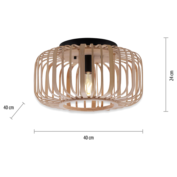 Deckenleuchte Racoon Typ B - Bambus massiv / Eisen - 1-flammig - Durchmesser: 42 cm