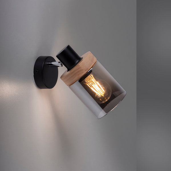 Wandleuchte Pasqual - Rauchglas / Eisen - Flammenanzahl: 1
