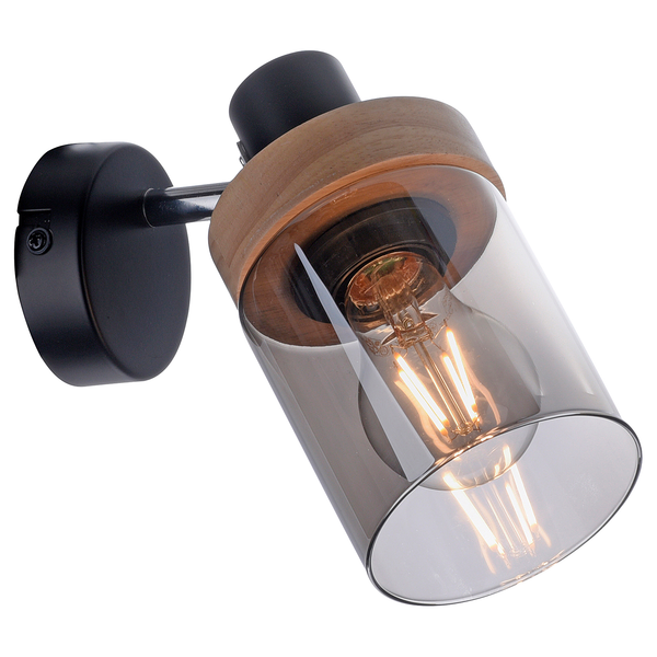 Wandleuchte Pasqual - Rauchglas / Eisen - Flammenanzahl: 1