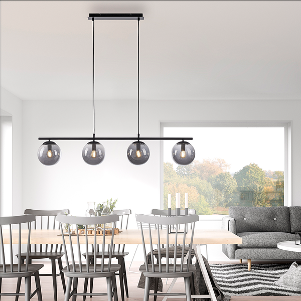 Pendelleuchte Big Widow - Rauchglas / Eisen - 4-flammig