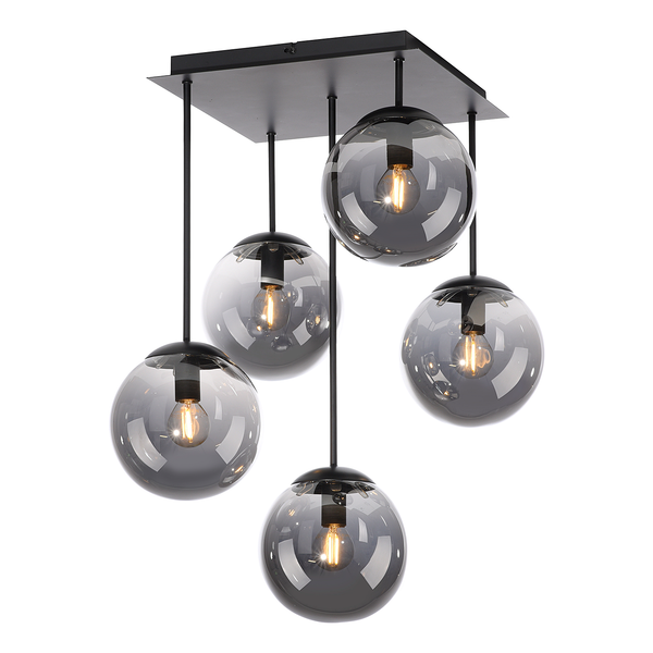 Deckenleuchte Big Widow - Rauchglas / Eisen - 5-flammig