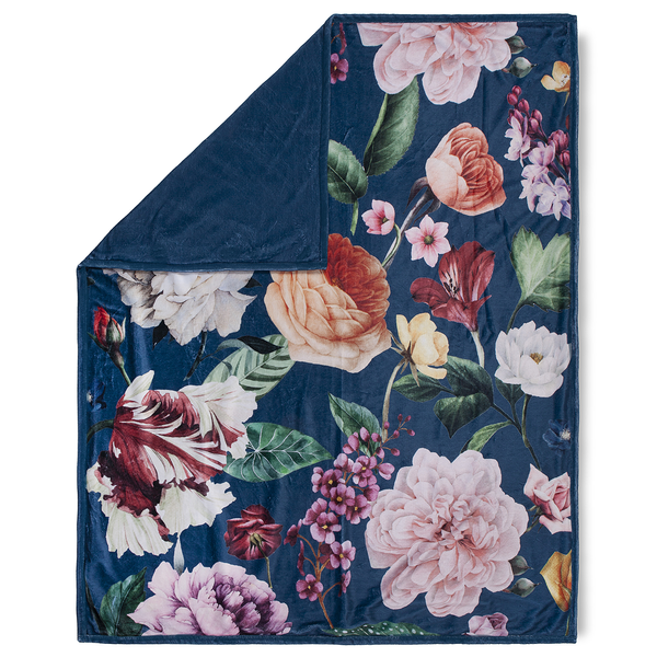 Plaid Fiori - Polysamt - 130 x 160 cm - Blau