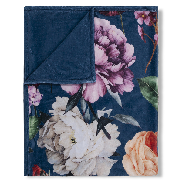 Plaid Fiori - Polysamt - 130 x 160 cm - Blau