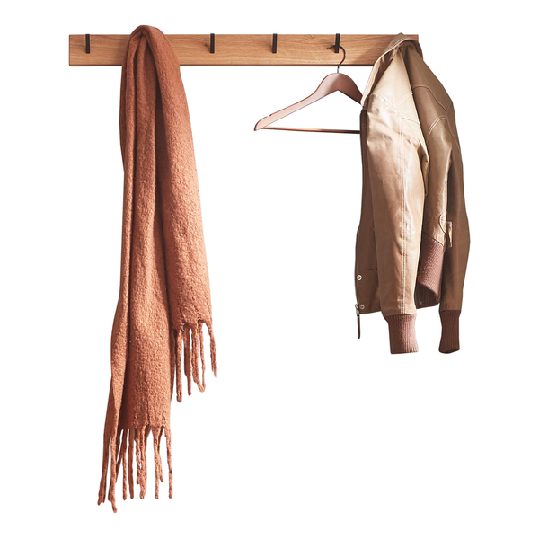 Massive Garderobenleiste Verwood - Wildeiche massiv / Metall