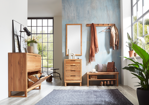 Massive Garderobenleiste Verwood - Wildeiche massiv / Metall