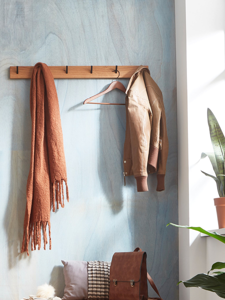 Massive Garderobenleiste Verwood - Wildeiche massiv / Metall