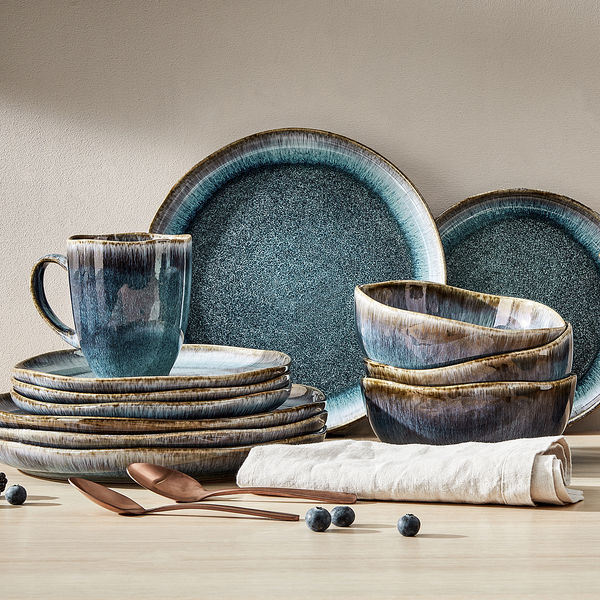 Geschirr-Set HILDA 16-tlg. - Steinzeug - Blau