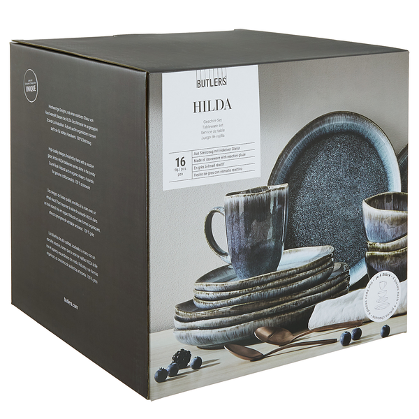 Geschirr-Set HILDA 16-tlg. - Steinzeug - Blau