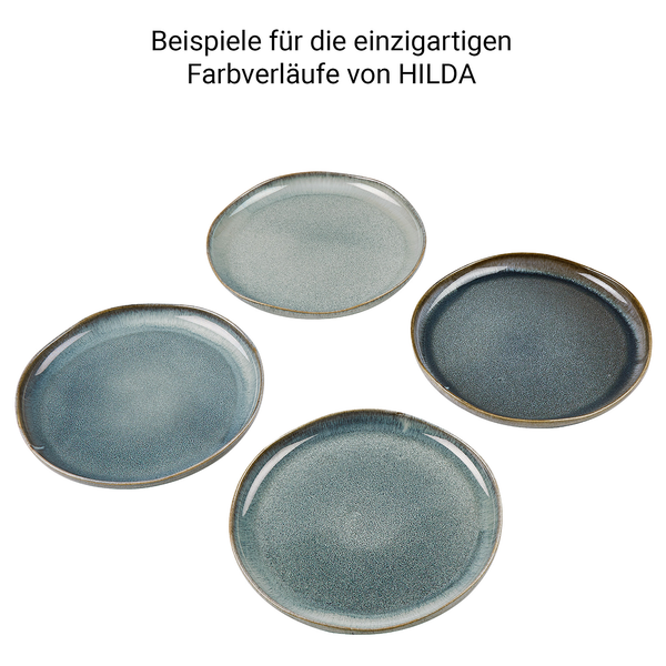 Geschirr-Set HILDA 16-tlg. - Steinzeug - Blau