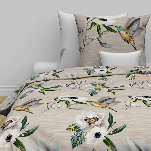 Mako-Satin-Bettwäsche Jun - Baumwolle - Beige - 220 x 155 cm