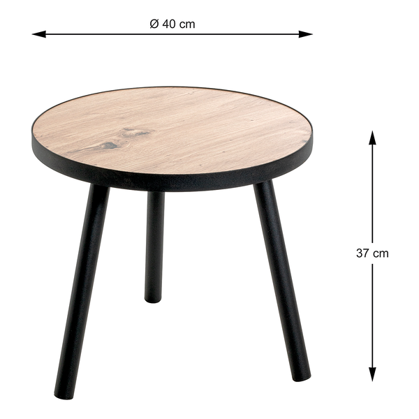 Beistelltisch Baligill - Höhe 37 cm - MDF / Stahl - Wildeiche Dekor