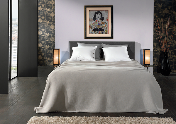 Tagesdecke Ica - Baumwolle - Lichtgrau - 260 x 180 cm