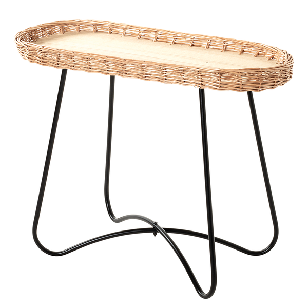 Beistelltisch Nybster Oval - Beige / Schwarz