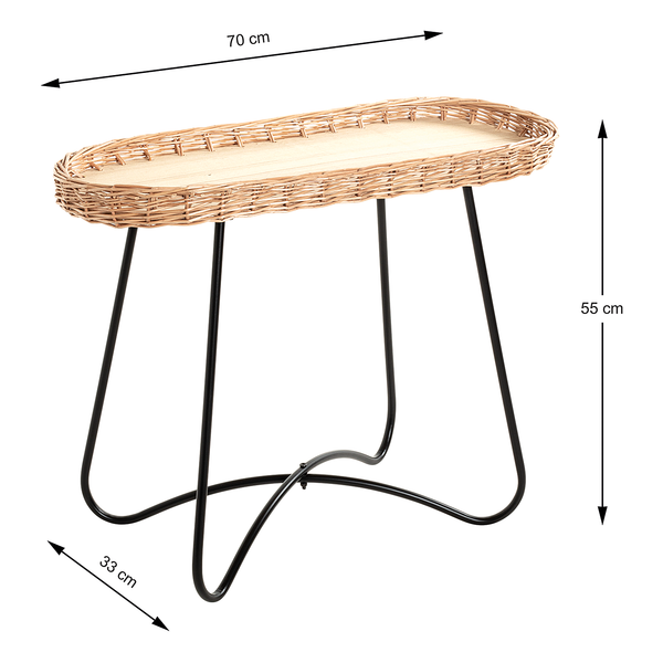 Beistelltisch Nybster Oval - Beige / Schwarz