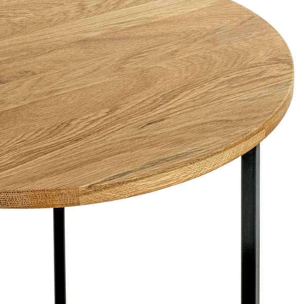 Beistelltisch Northfield Rund - Eiche massiv / Metall - Eiche / Schwarz