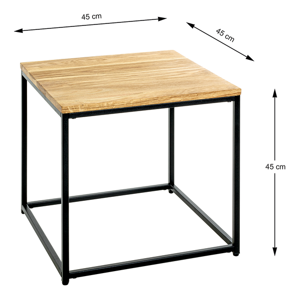 Beistelltisch Freswick - Eiche massiv / Metall - Eiche / Schwarz