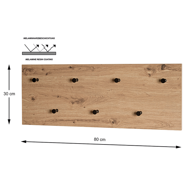 Garderobenpaneel Dunnet 80 cm - Wildeiche Dekor
