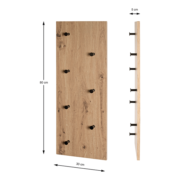 Garderobenpaneel Dunnet 80 cm - Wildeiche Dekor