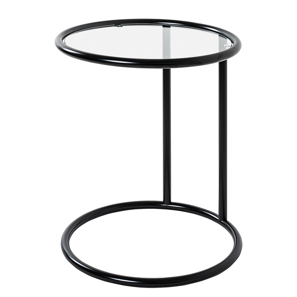 Beistelltisch Stain - Sicherheitsglas / Metall - Schwarz