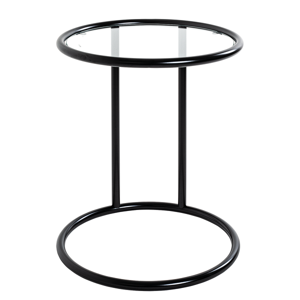 Beistelltisch Stain - Sicherheitsglas / Metall - Schwarz