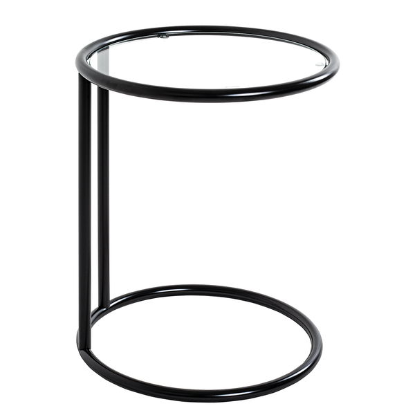 Beistelltisch Stain - Sicherheitsglas / Metall - Schwarz