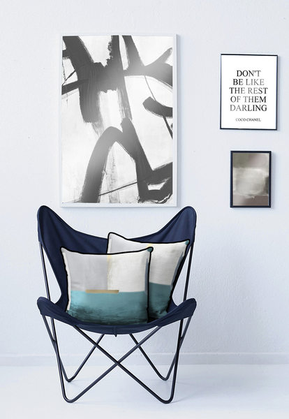 Dekokissen Fisk - Baumwolle / Polyester - Petrol -  48 x 48 cm - Petrol