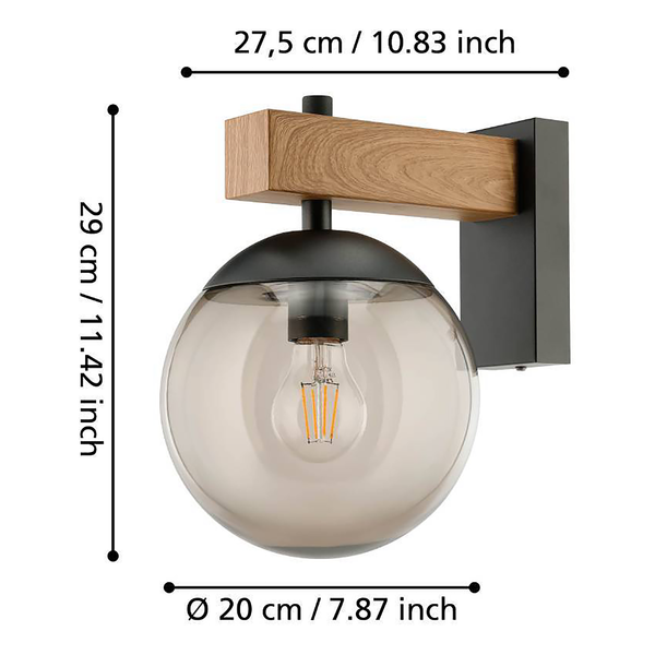 Wandleuchte Bufalata Typ B - Stahl / Glas  - 1-flammig