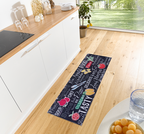 Läufer Delicious Kitchen Board - Polyester - Schwarz / Weiß