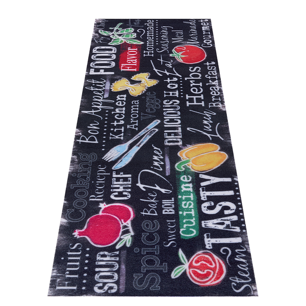 Läufer Delicious Kitchen Board - Polyester - Schwarz / Weiß