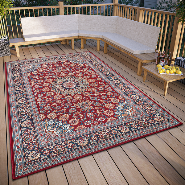 In-& Outdoor Teppich Kadi - Polyester / Polypropylen - Rot / Blau - 120 x 180 cm