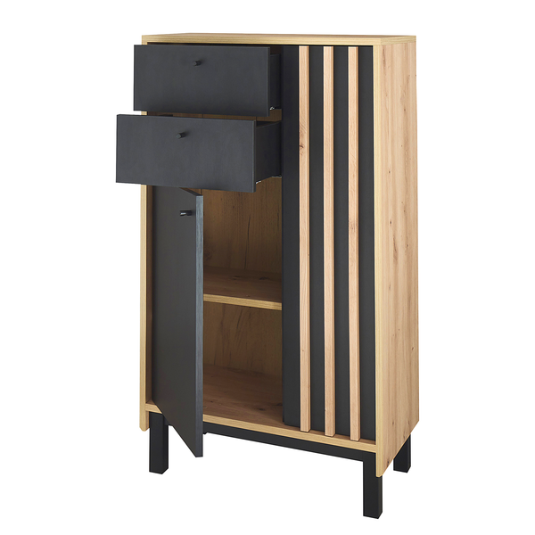 Midischrank Nomi - Schwarz / Eiche Artisan Dekor