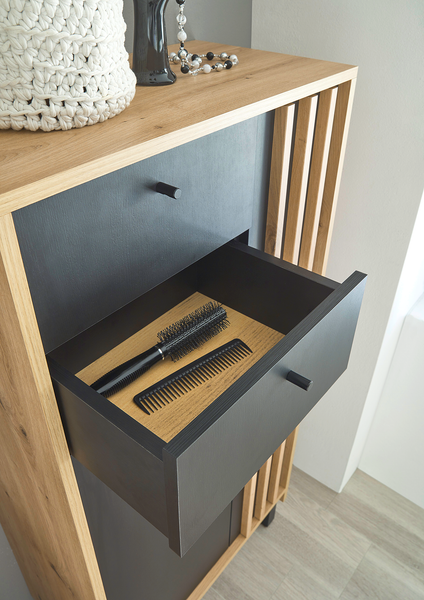 Midischrank Nomi - Schwarz / Eiche Artisan Dekor