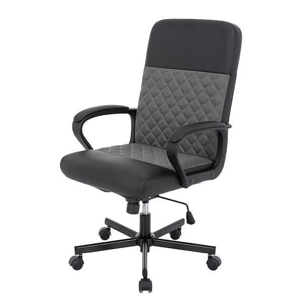 Bürostuhl Papenburg - Kunstleder / Microfaser & Eisen - Schwarz / Grau